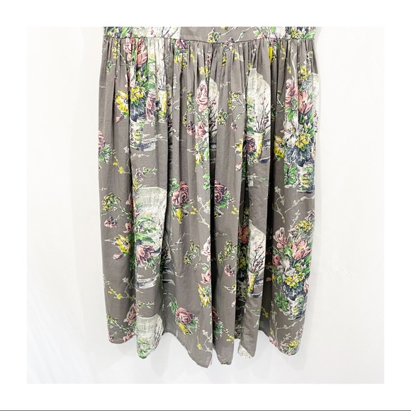 Anthropologie Lazy Bones Floral Garden Pleated Midi Cotton Dress - Picture 4 of 11
